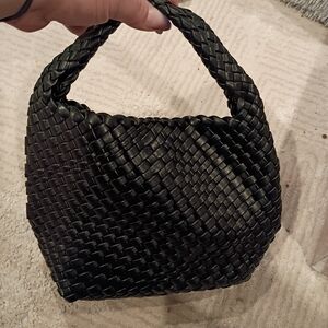 Bottega Inspired Black Woven Bag